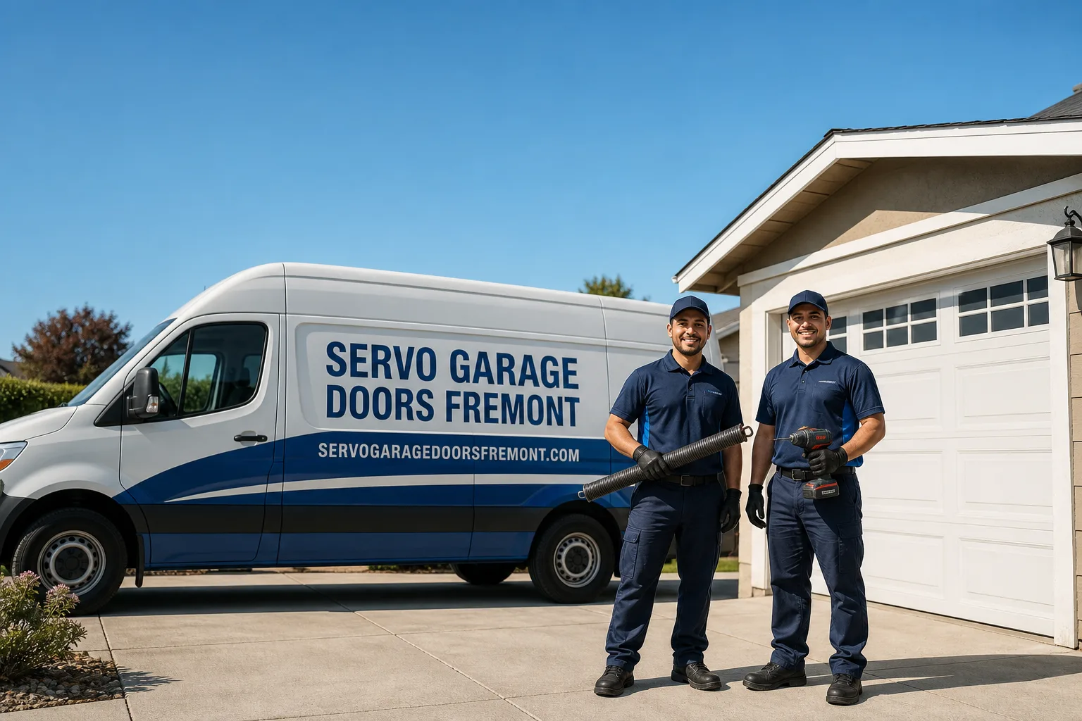 Servo Garage Doors Fremont garage door service vehicle and crew in Fremont, CA
